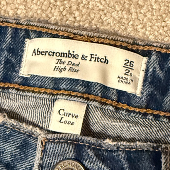 Abercrombie & Fitch The Dad High Rise Jeans Curve Love Distressed Size 26/2s - Picture 4 of 11